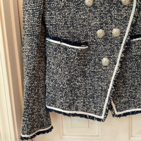Veronica Beard Tweed Jacket, Black and White, Classic Raw Edges, Sz 2 - Picture 5 of 13